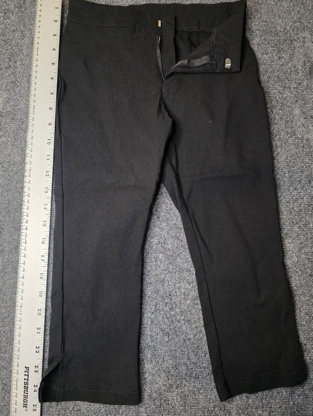 EDIKTED Sarafina Capri Pants XS Black Fitted Slit Hem
